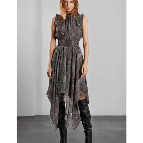 Sen BLACK SNAKE ASYMMETRICAL DRESS Size Medium, VIP RUNWAY DRESS, MSRP $1000+ - Picture 1 of 12